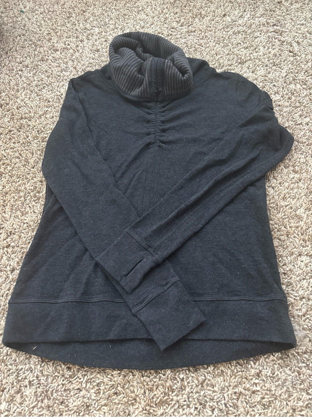 lululemon athletica Charcoal Stripe Reversible Cowl Neck Pullover - Picture 2 of 13